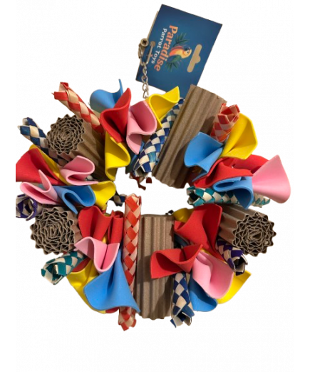 Parrot-Supplies Magical Fun Colourful Card, Woven Leaf & Foam Ring Parrot Toy Parrot-Supplies Magical Fun Colourful Card, Woven Leaf & Foam Ring Parrot Toy